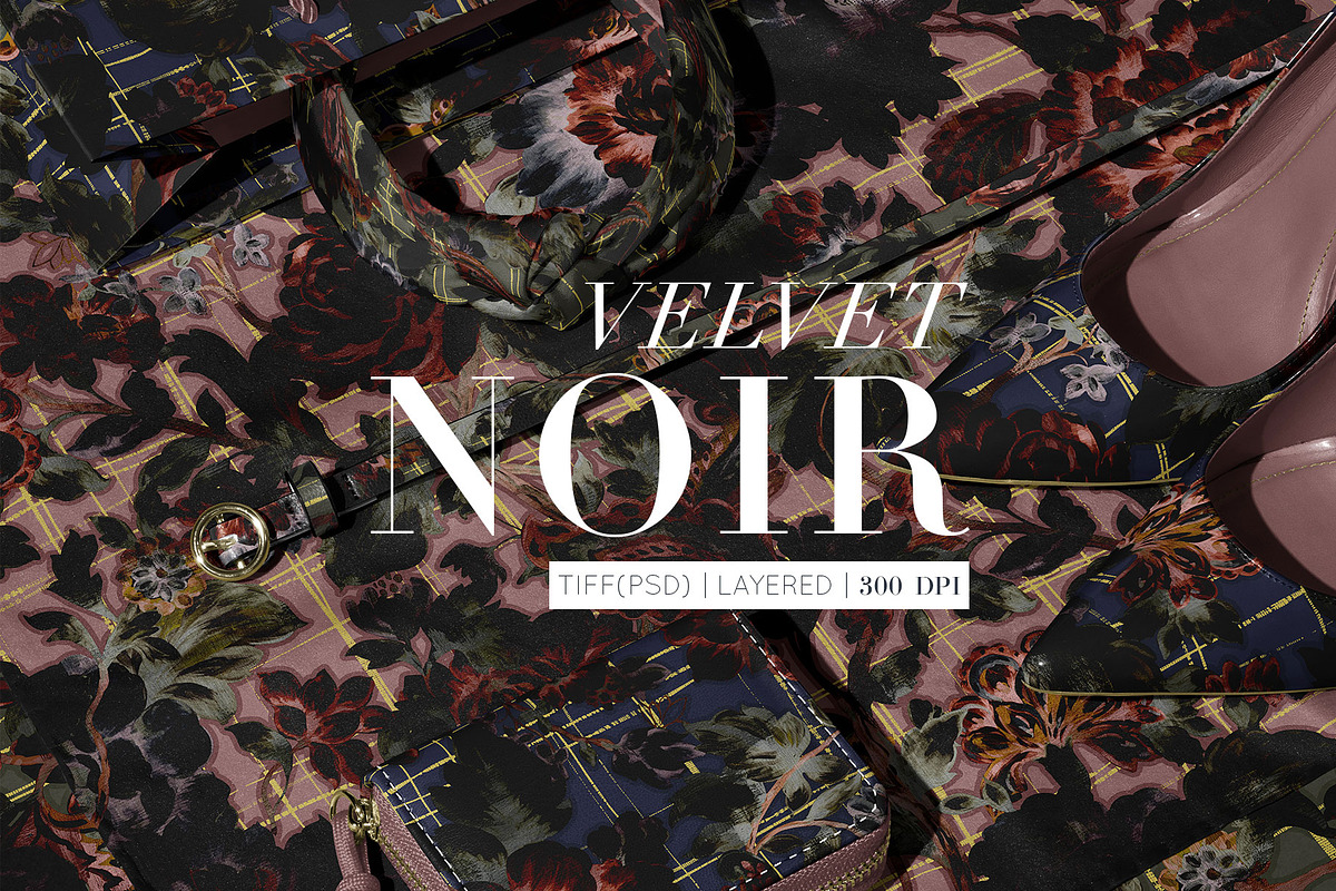 Velvet Noir Floral prints & elements, a Pattern Graphic by Pink Linen (Photo 1 of 14)
