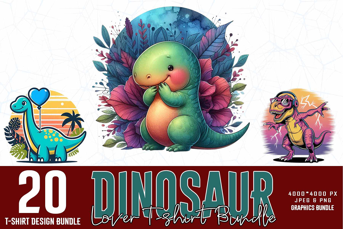 Cute Dinosaur SVG Design Bundle, an Illustration by Sofia's Fashion (Photo 1 of 3)