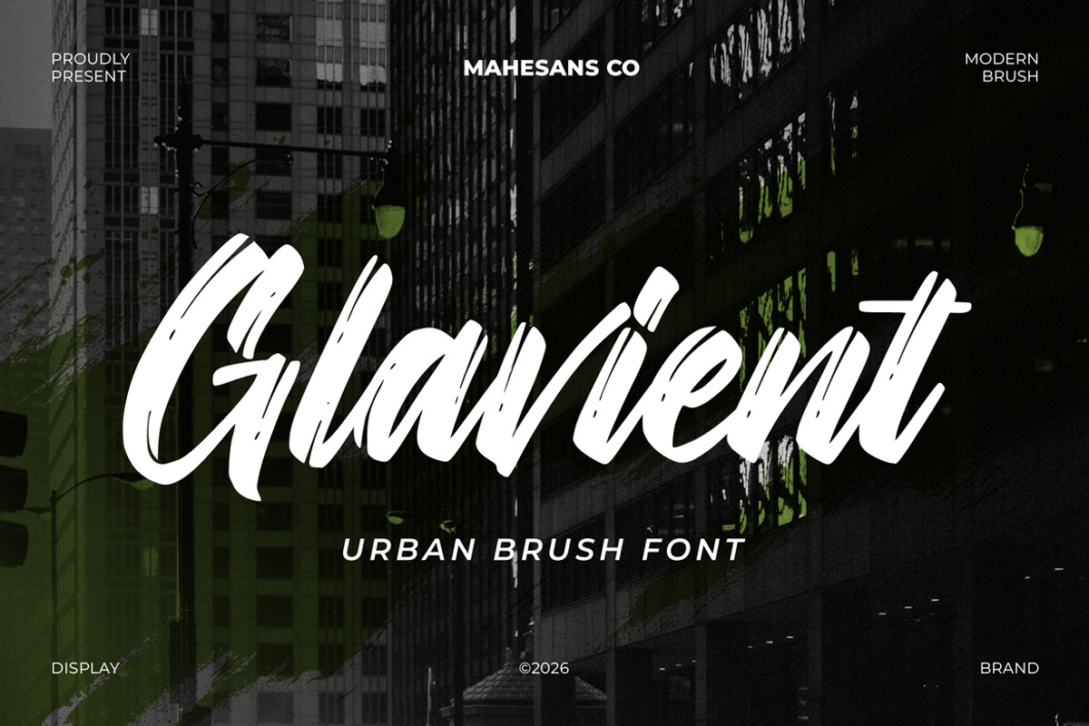 Glavient – Urban Brush Display Font, a Handwritten Font by Mahesans Co (Photo 1 of 10)