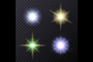 Light Color Glow Flare Stars Set, an Icon by in8finity