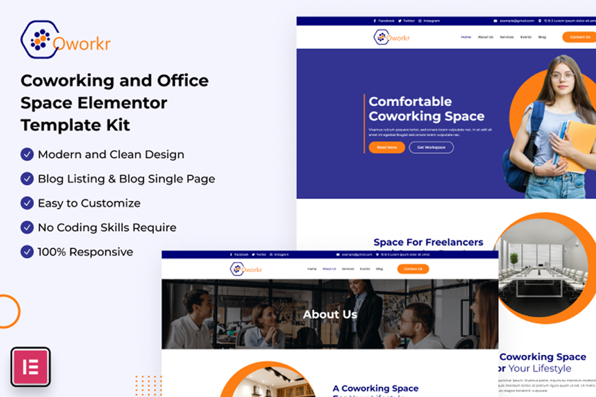 Coworkr - Coworking Elementor Kit, a WordPress Template by Techeshta Solutions (Photo 1 of 5)