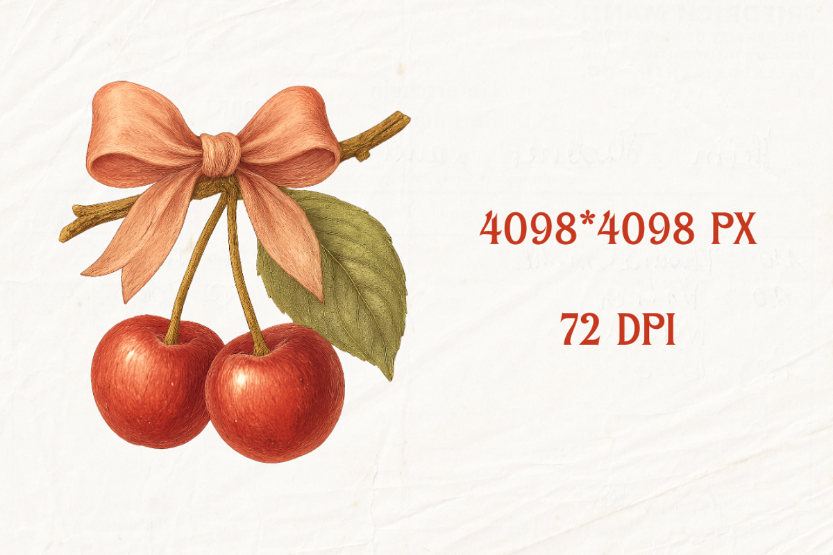 Cherries Vintage Illustration, an Object Graphic by Kate Creative Studio (Photo 3 of 3)