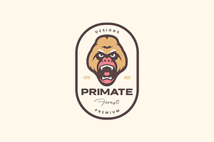 primate gorilla portrait roar logo, a Branding & Logo Template by devastd