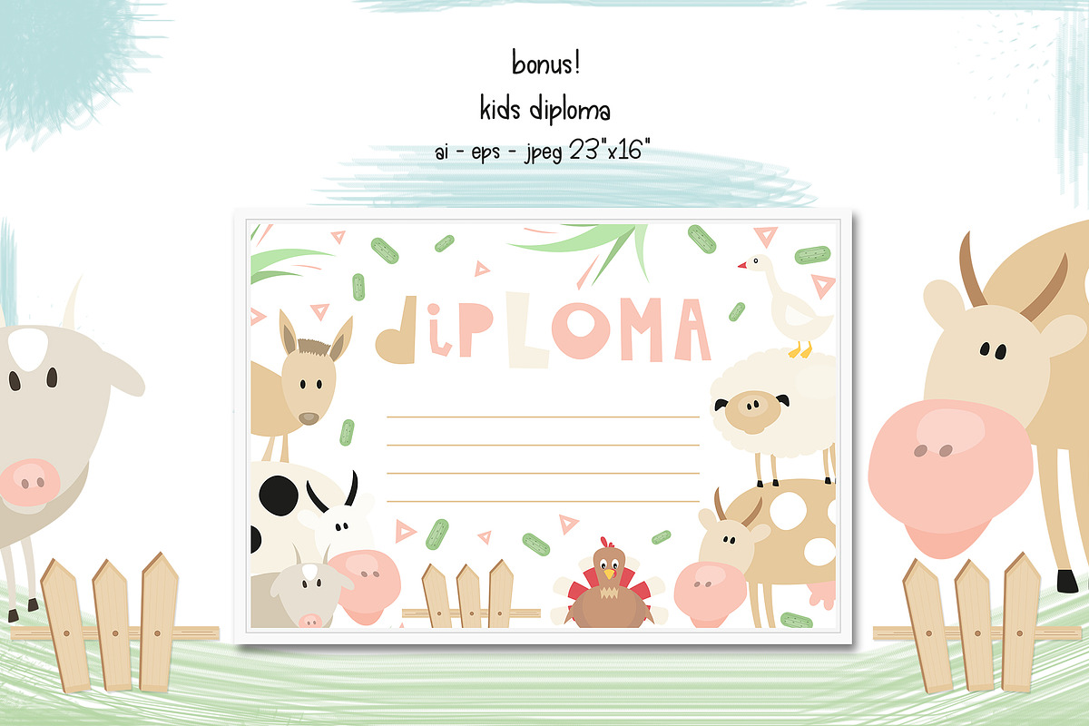 Kids Little Farm clipart & pattern, an Animal Illustration by ELFIVETROV DESIGN (Photo 6 of 7)