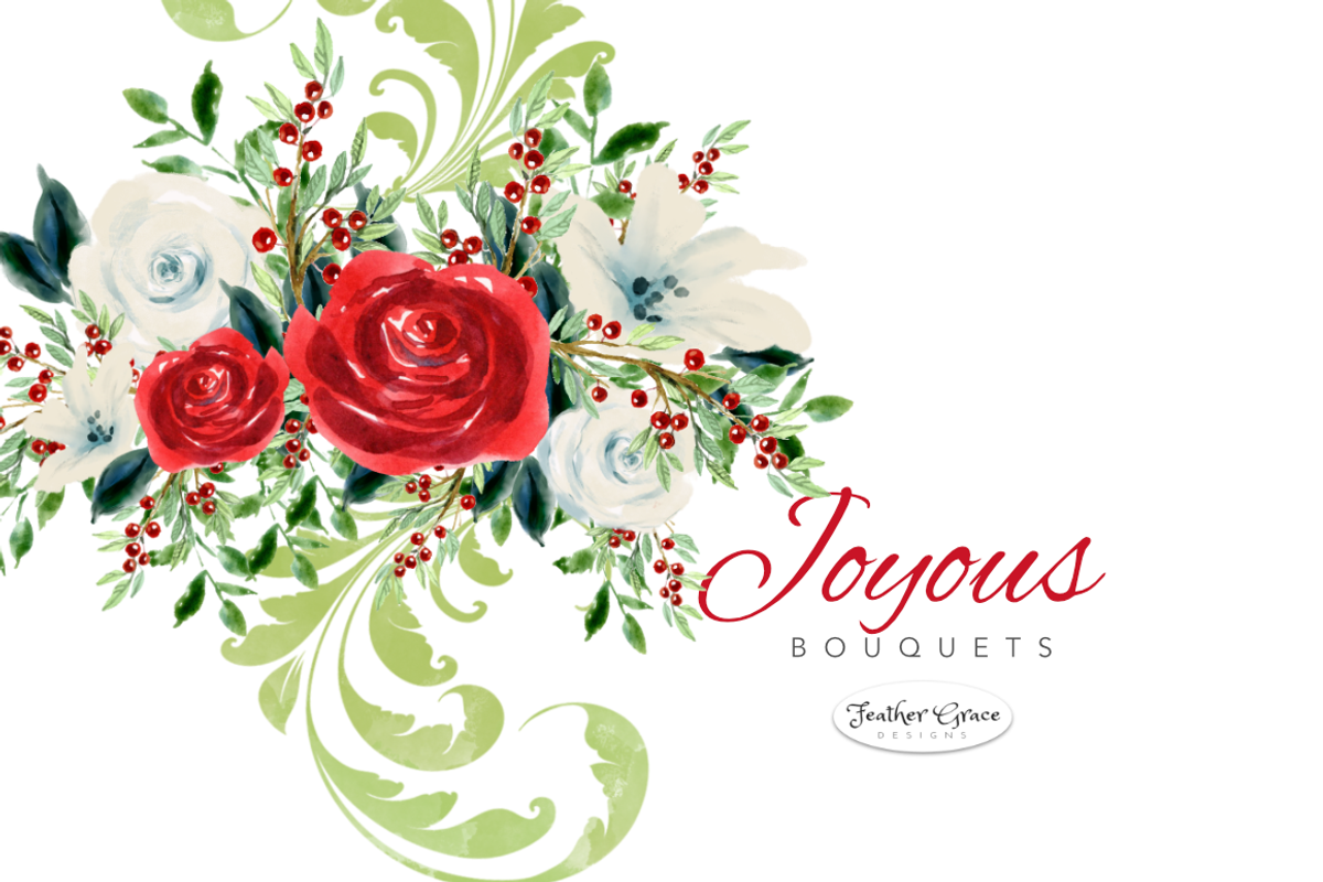 Red Watercolor Flowers & Wreaths, an Illustration by Feather Grace Designs (Photo 10 of 15)