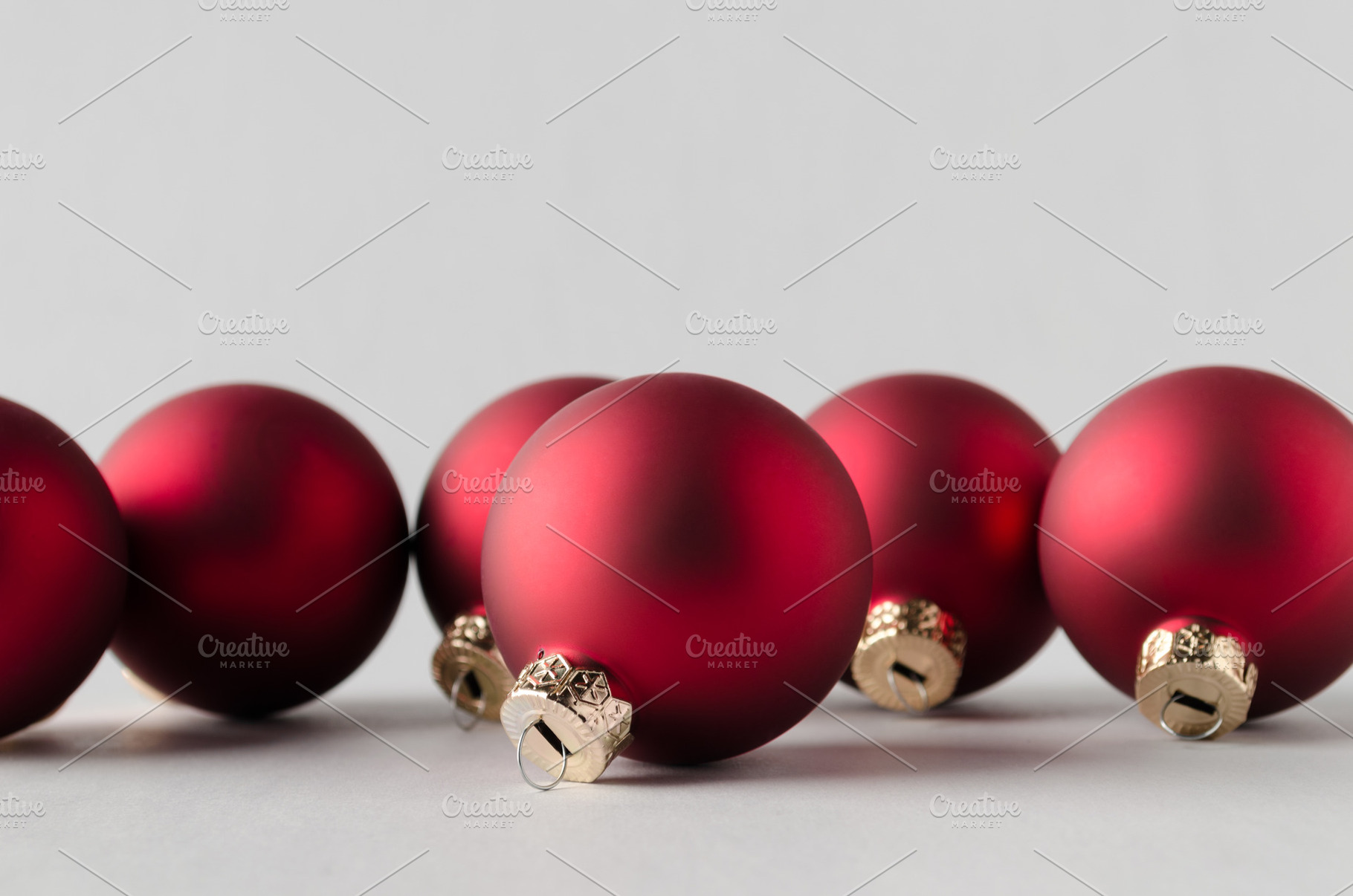 Red matte Christmas balls, a Holiday Photo by Shablon