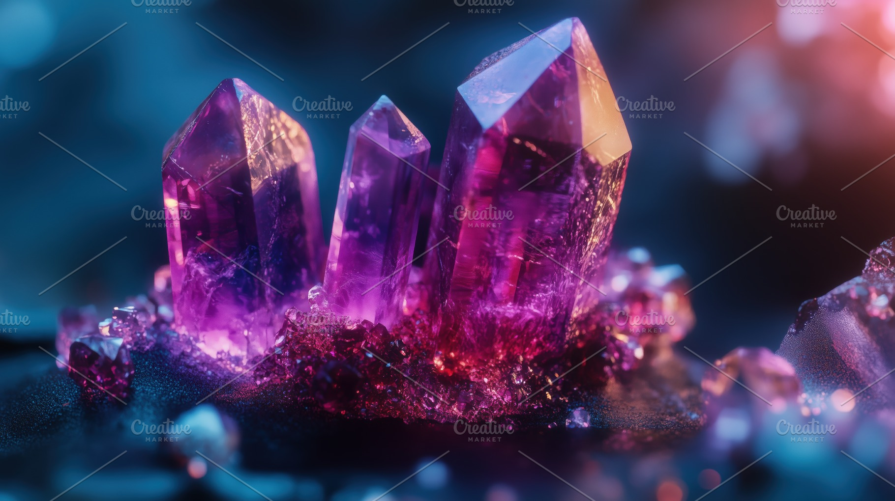 A close-up view of stunning purple crystals with sharp edges, glistening under, a Technology Photo by Textures & Backgrounds