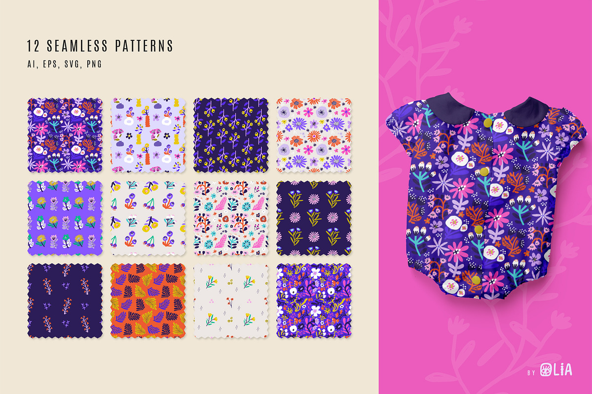 Bold Florals | svg, png, ai, eps, a Decorative Illustration by Olia (Photo 6 of 13)