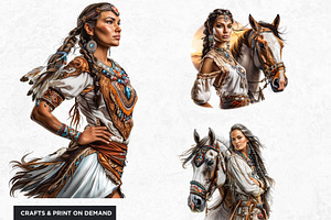 Native Spirit Cowgirls Clipart