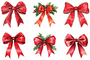 Red Coquette Christmas Bow Clipart, an Illustration by CraftArtStudio (Thumbnail 2 of 6)