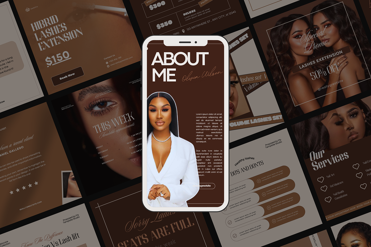 Brown Lash artist Instagram Template, a Social Media Template by My Template Studio (Photo 3 of 18)