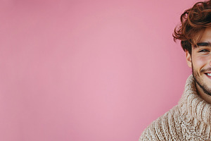 Cheerful young man with tousled hair wearing cozy knitted sweate, a Person Photo by José Manuel Gelpi