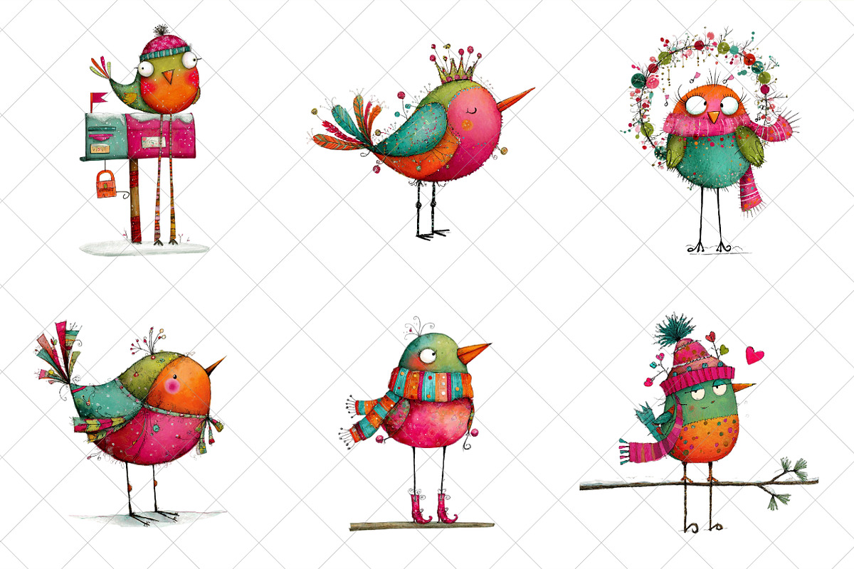 Whimsical Winter Bird Clipart, an Illustration by SinaCreation (Photo 3 of 7)