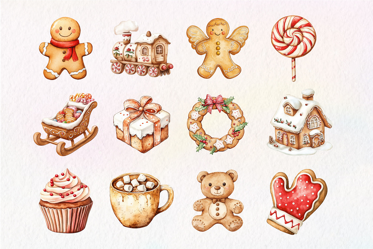 Cute Christmas Gingerbread Clipart, an Illustration by Dream Creation (Photo 4 of 4)