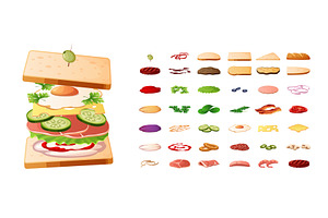 Sandwich constructor. Different, a Food Illustration by YummyBuum