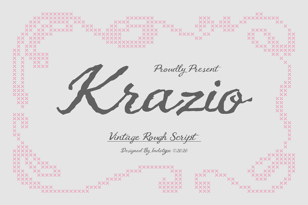 Krazio - Vintage Rough Script, a Script Font by Indotype Foundry (Photo 1 of 8)
