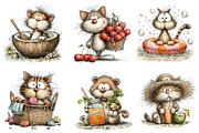 Whimsical Summer Cat Clipart, an Illustration by Dream Creation (Thumbnail 3 of 6)