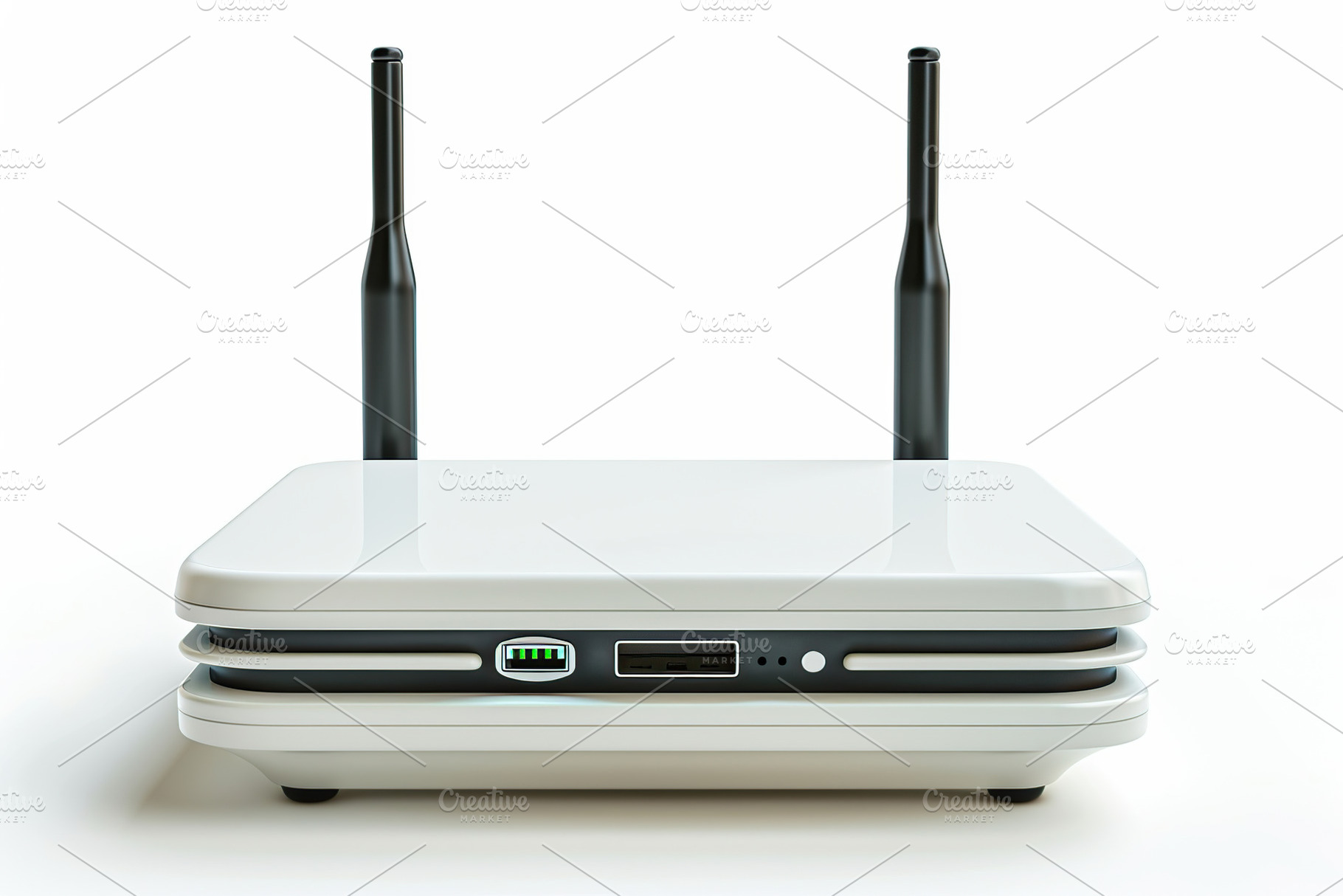 Wireless internet router on white background, a Technology Photo by AlyaAnd