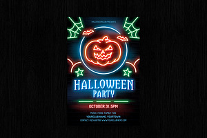 Neon Halloween Flyer, a Flyer Template by DesignWorkz
