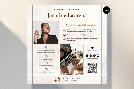 Square Digital Business Card QR Code