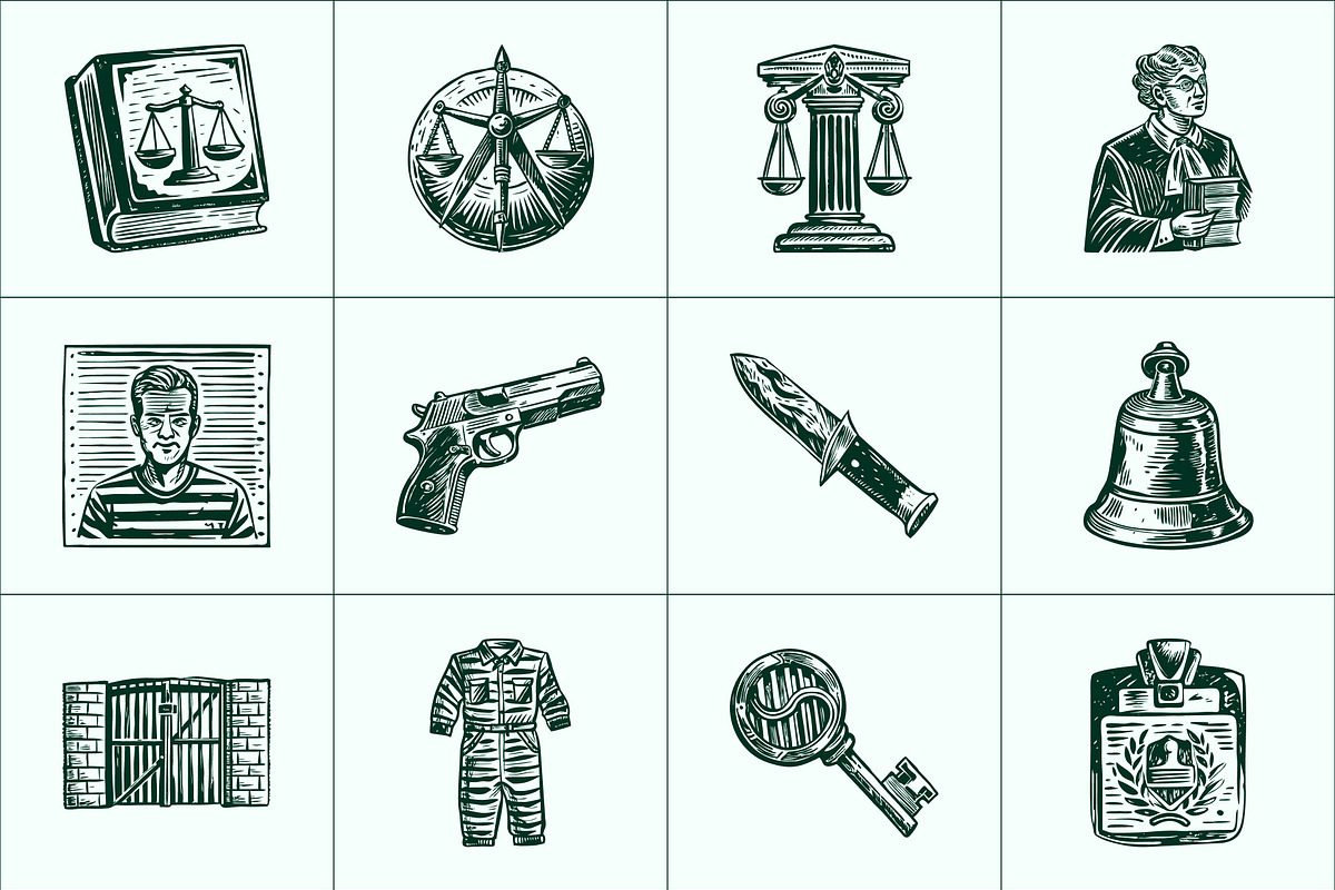 Vintage Law Icons Set, an Object Illustration by Prosymbols (Photo 8 of 8)