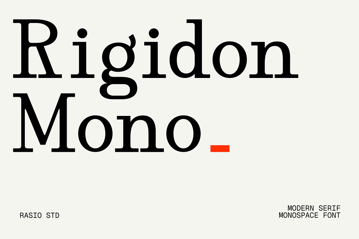 Rigidon Mono Serif Monospace Font, a Serif Font by Rasio Studio (Photo 1 of 9)