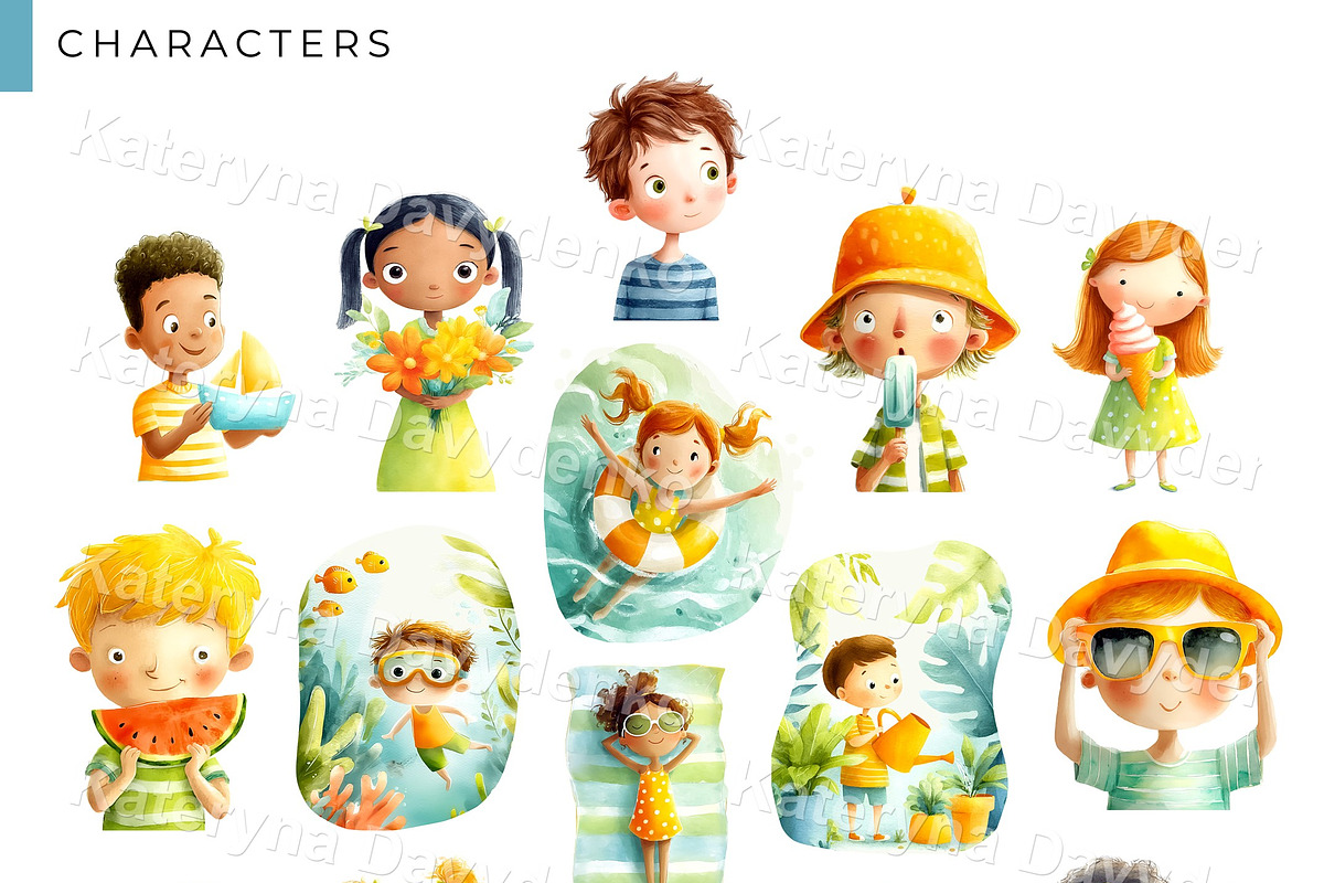 Summer Kids Bundle Scenes Patterns, a Seasonal Illustration by Bubert Art (Photo 4 of 5)