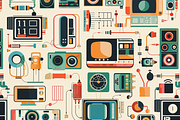 Retro Technology Pattern, a Background Graphic by Printable Treasure (Thumbnail 3 of 4)