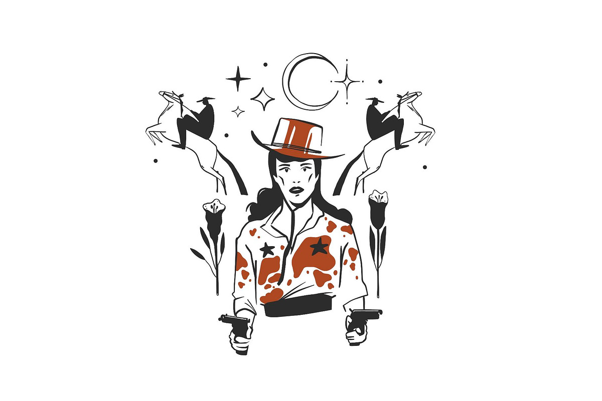 Cowgirl in hat with gun graphic, a Person Illustration by Anastasy_helter (Photo 1 of 3)