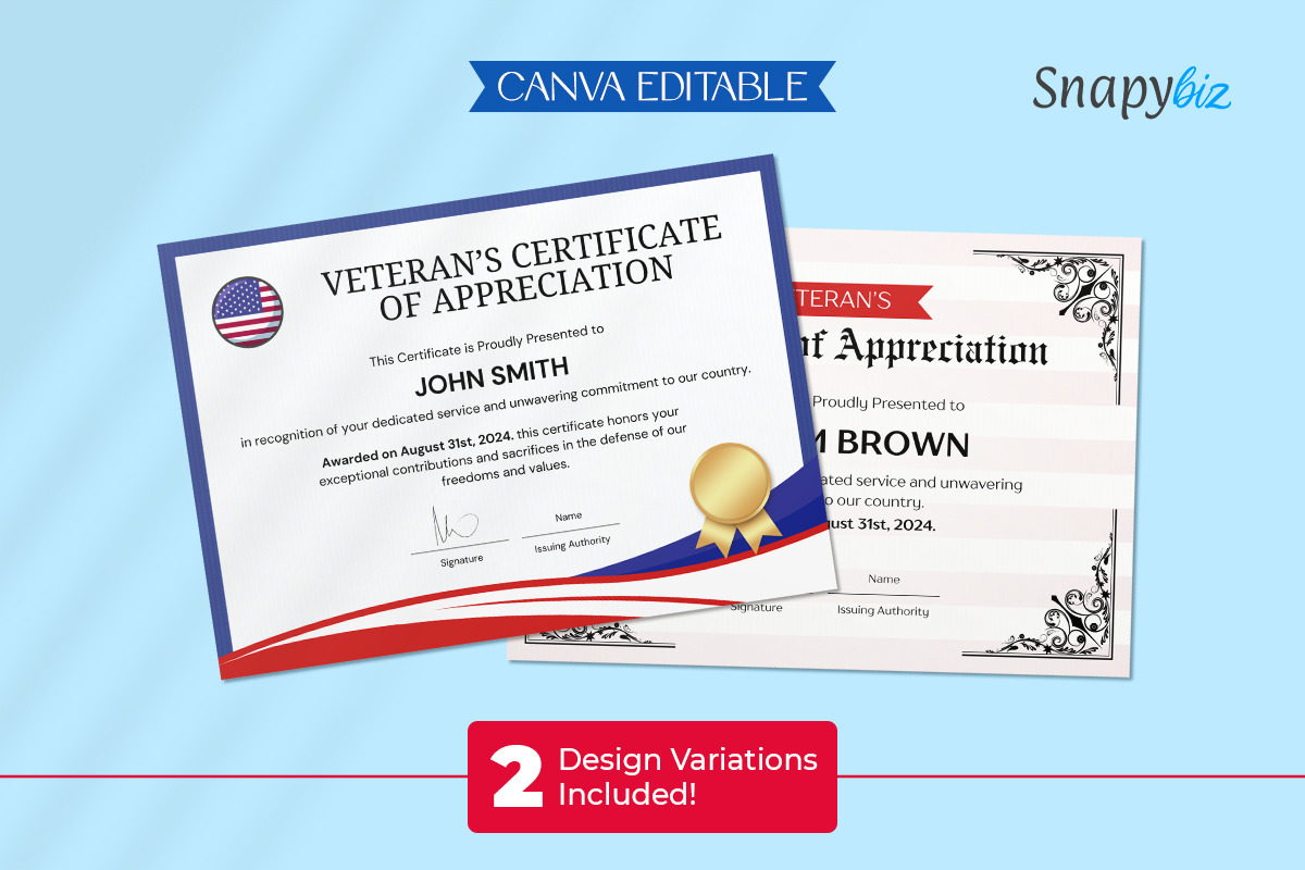 American Service Certificate Canva, a Card Template by Snapybiz (Photo 6 of 11)