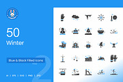 50 Winter Blue & Black Icons, an Icon by IconBunny (Thumbnail 1 of 2)