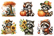 Autumn Raccoons Clipart, an Illustration by DreamArtGraphic (Thumbnail 2 of 5)