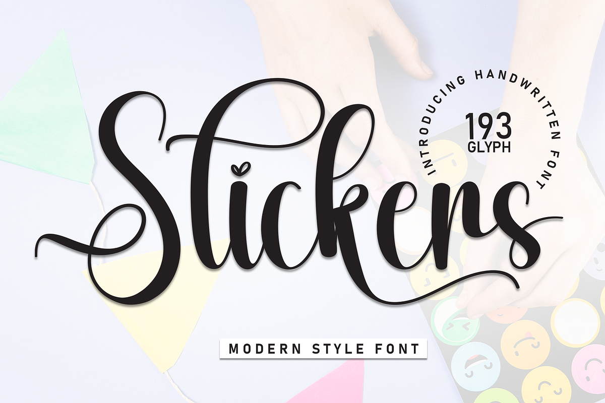 Stickers | Script Font, a Handwritten Font by Scratchones (Photo 1 of 9)