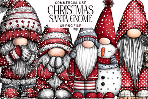 Christmas Santa Gnome Clipart, an Illustration by Daily.Designs