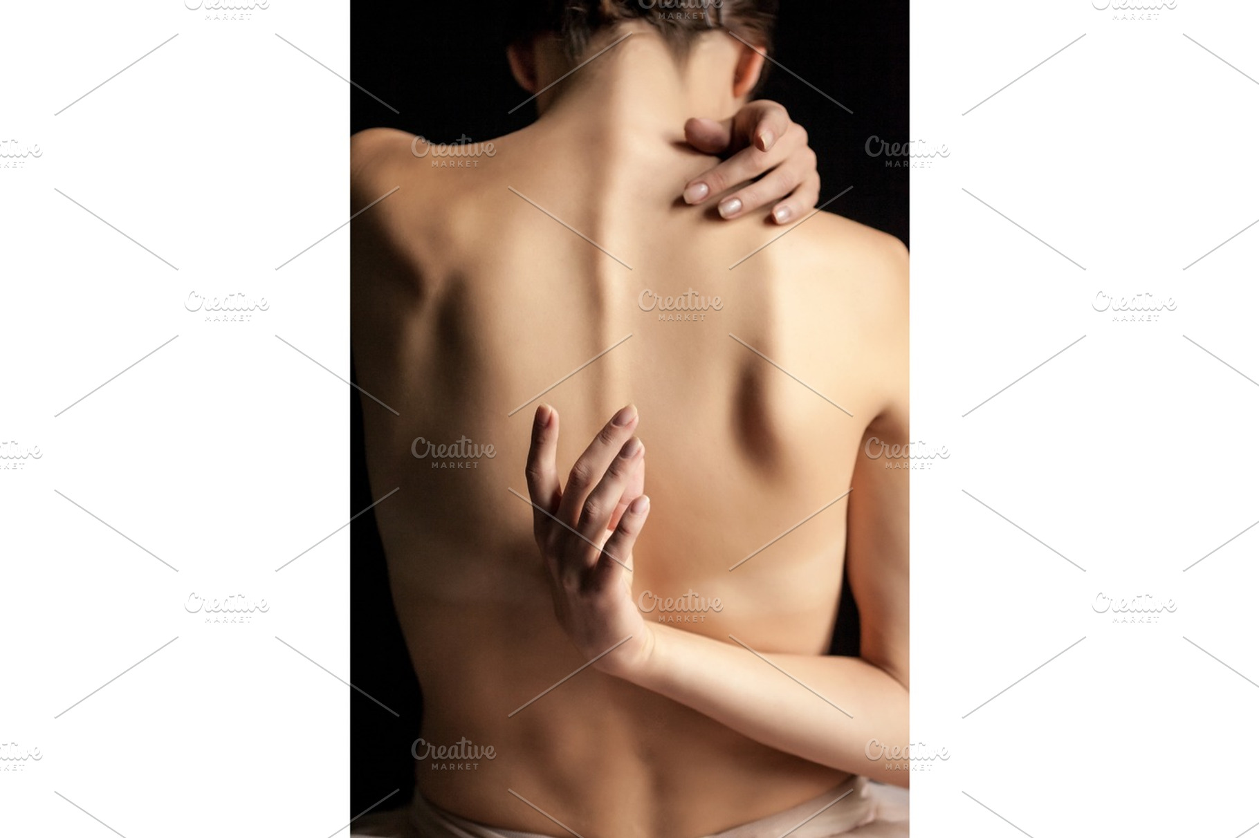 Beautiful woman back view on dack background containing back, girl, and health, a Person Photo by Volodymyr Melnyk