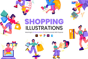 Shopping Illustration Set, a Person Illustration by Prosymbols