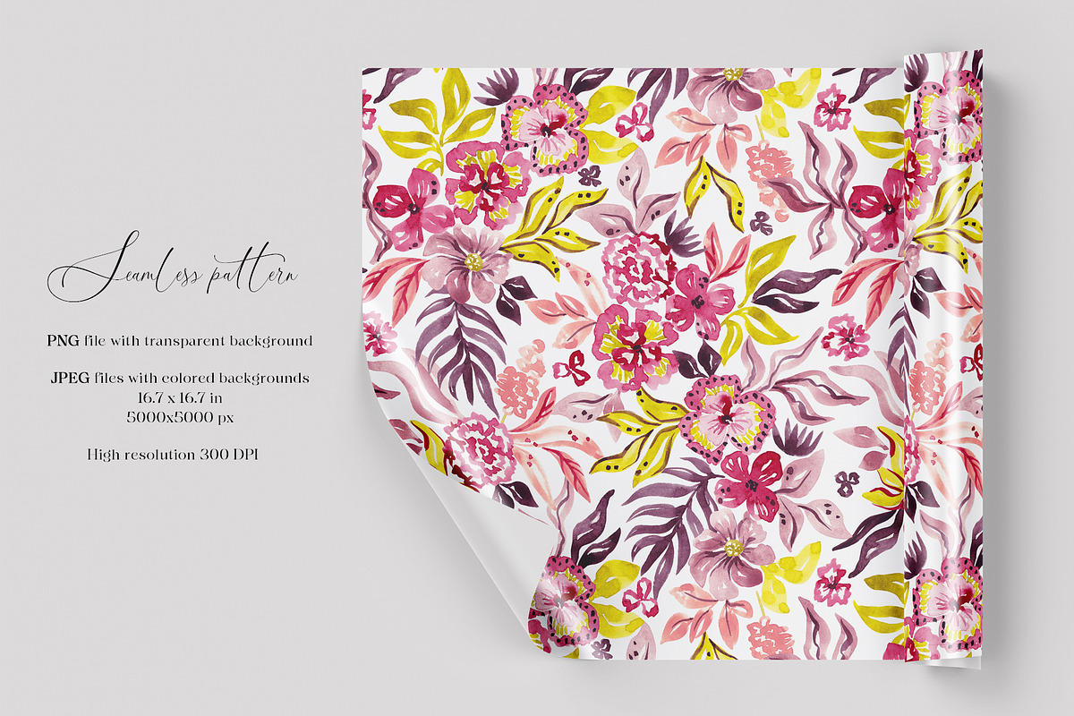 Fantasy flowers seamless pattern, a Pattern Graphic by SirenaArt (Photo 3 of 17)