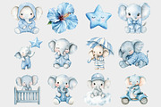Watercolor Cute Baby Elephant Clipar, a Seasonal Illustration by Design Market (Thumbnail 3 of 5)