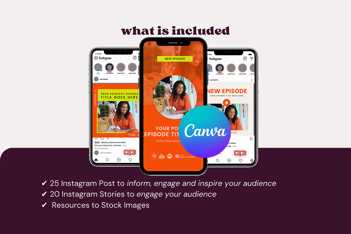 45-Pack Instagram Podcast Promo Kit, a Social Media Template by Templates by Carey (Photo 2 of 9)