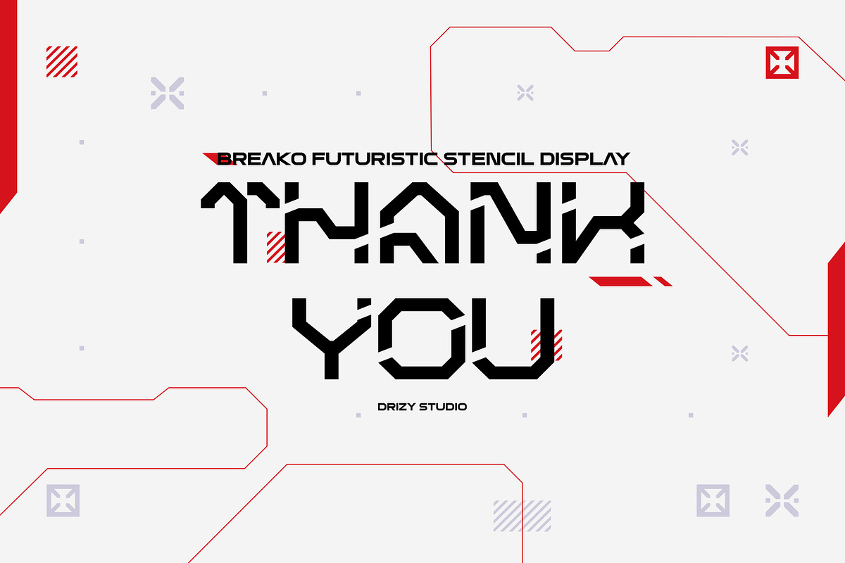 Breako - Futuristic Stencil Font, a Sans Serif Font by Drizy (Photo 10 of 10)
