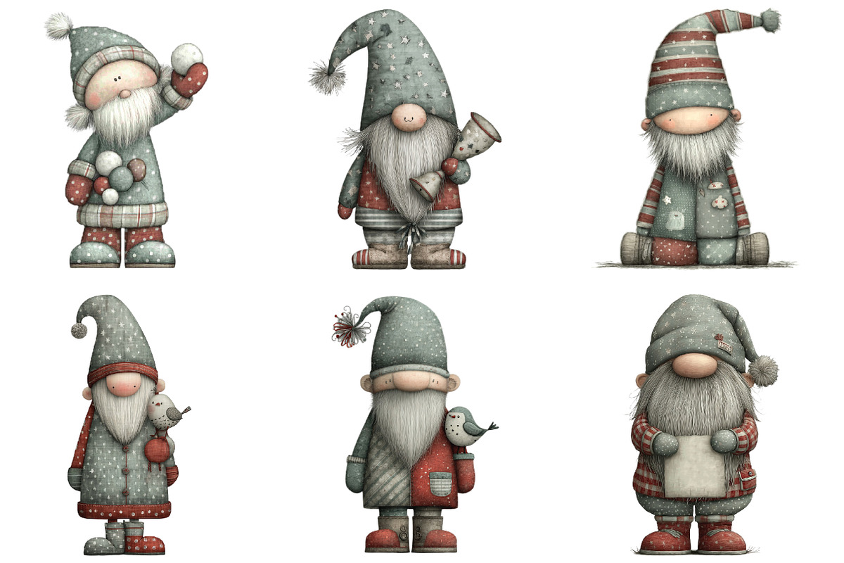 Quirky Whimsical Santas Clipart, an Illustration by CraftArtStudio (Photo 4 of 6)