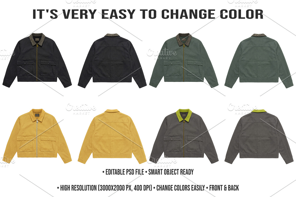 Vintage Utility Jacket Mockup PSD, a Hoody Mockup by std.badboy (Photo 2 of 4)
