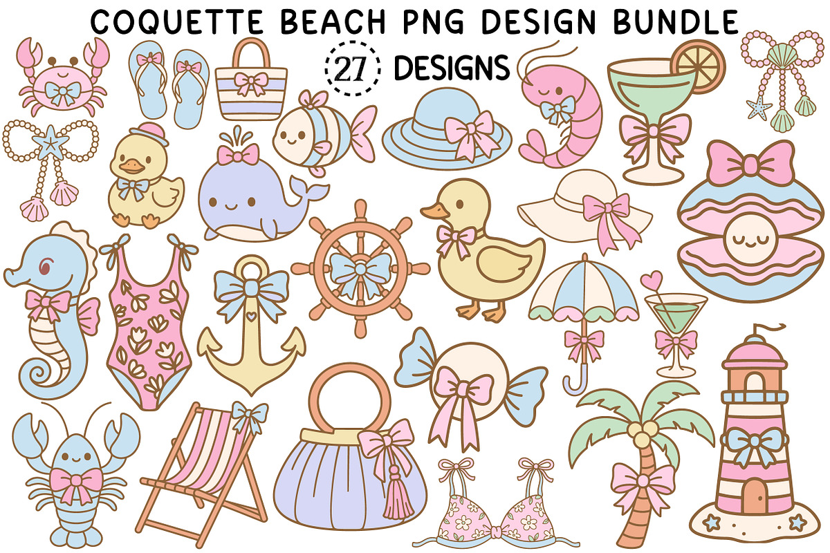 Coquette Beach PNG Design Bundle, an Illustration by Creative Art (Photo 1 of 5)