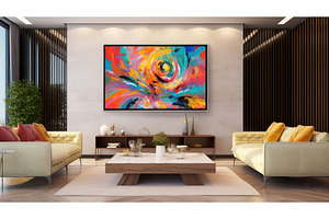 modern screen on wall ai generated, a Technology Photo by pikepicture