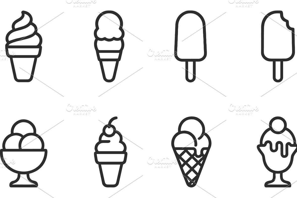 Collection of vector line icons, a Food Illustration by ZinetroN