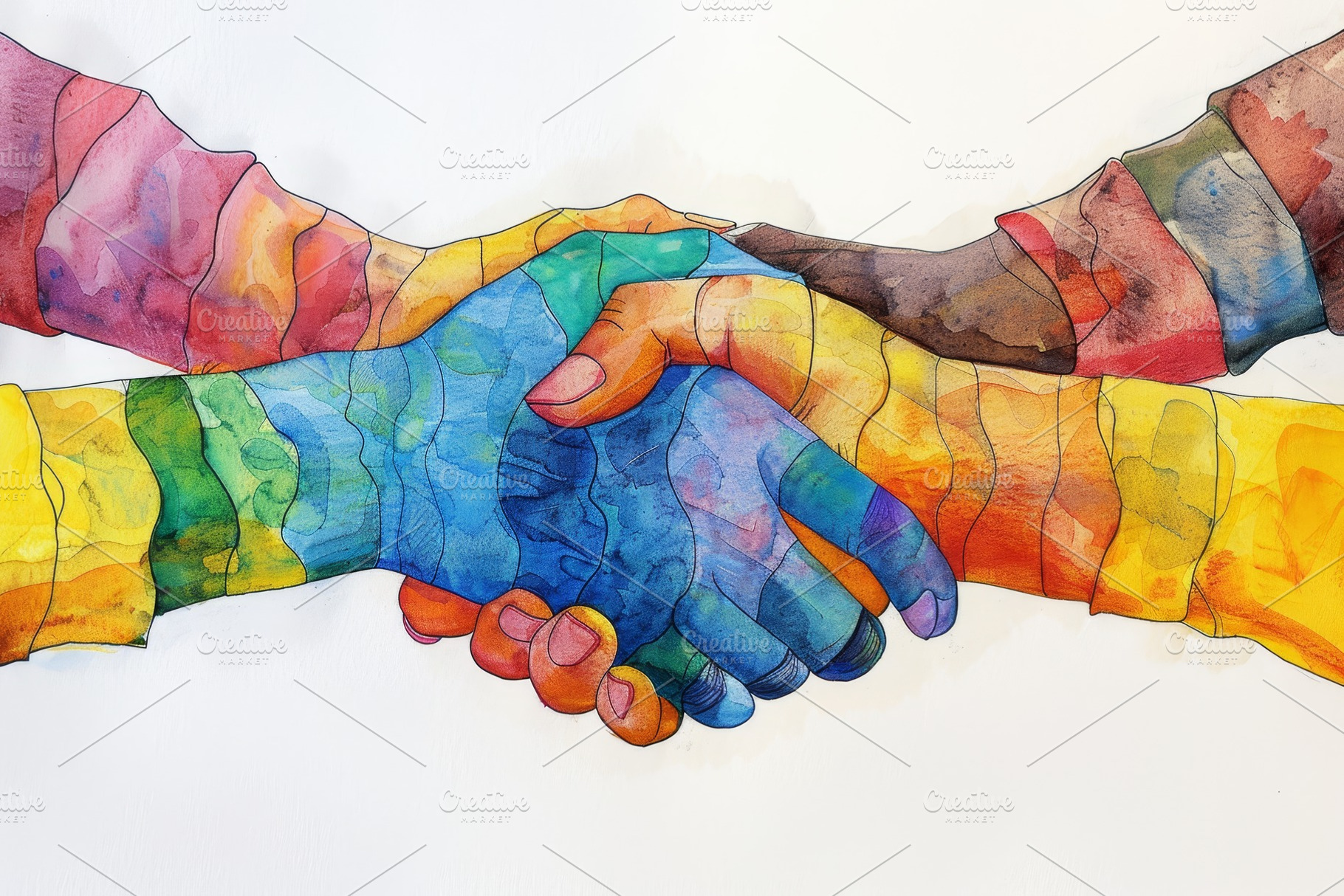 Watercolor Painting of Two People Sh, a Photo by Iftikhar Alam