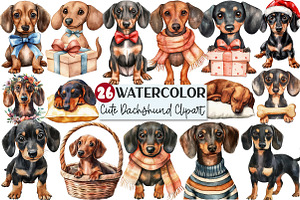 Watercolor Dachshund clipart, an Illustration by Rose Art