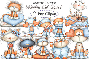 Valentine Cat Clipart Bundle, an Illustration by designcity5