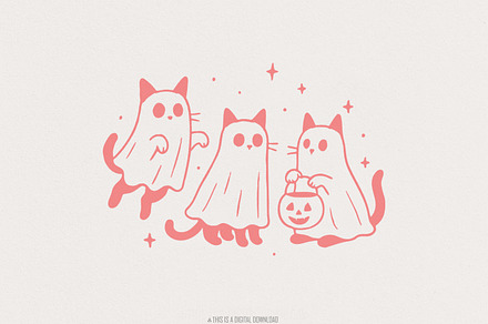Cute Ghost Cats PNG, Trick or Treat, an Illustration by SharpMarketplace
