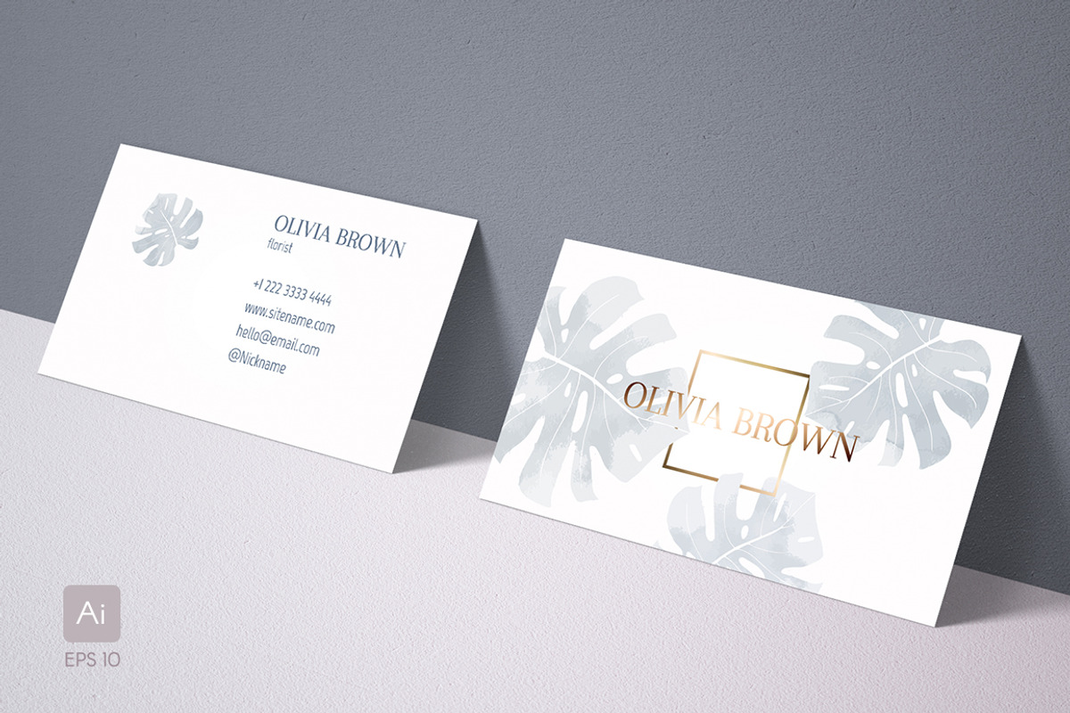 Feminine business card with Monstera, a Business Card Template by ARg Design (Photo 1 of 6)
